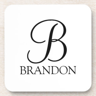 Classic Personalised Script Monogram and Name Coaster