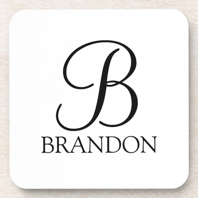 Classic Personalised Script Monogram and Name Coaster (Front)