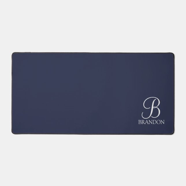 Classic Personalised Script Monogram and Name Desk Mat (Front)