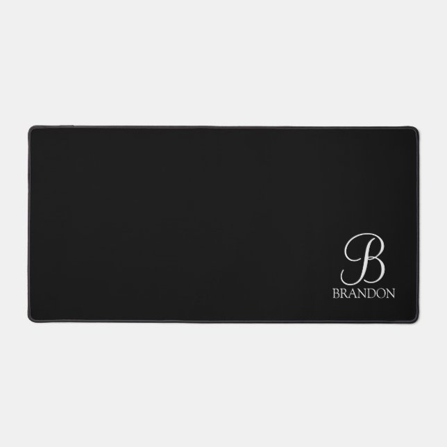 Classic Personalised Script Monogram and Name Desk Mat (Front)