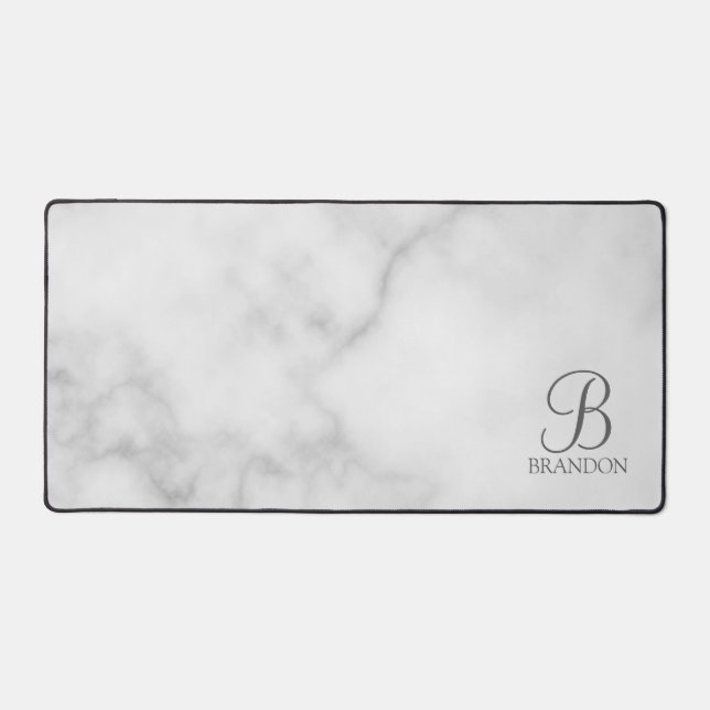 Classic Personalised Script Monogram and Name Desk Mat (Front)