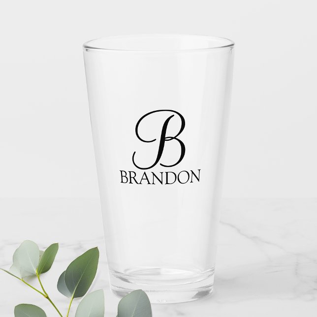 Classic Personalised Script Monogram and Name Glass (Creator Uploaded)