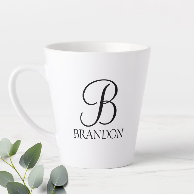 Classic Personalised Script Monogram and Name Latte Mug (Creator Uploaded)