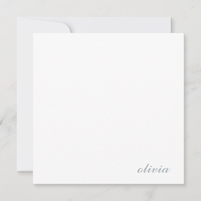 Classic Personalised Script Name Minimalist Grey Card (Front)