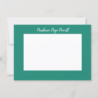 Classic Personalised Teal and White Flat Note Card