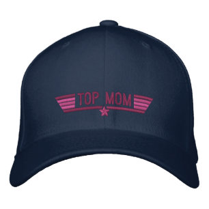 Classic Personalised Top Gun Mum Wings or My Text Embroidered Hat