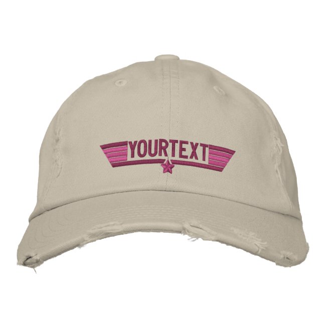 Classic Personalised Top Gun Wings Your Text Embroidered Hat (Front)