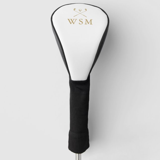 Classic Personalized Gold Monogram Golf Clubs Golf Head Cover (Front)