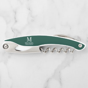 Classic Personalized Groomsman Monogram and Name Corkscrew
