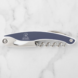 Classic Personalized Groomsman Monogram and Name Corkscrew