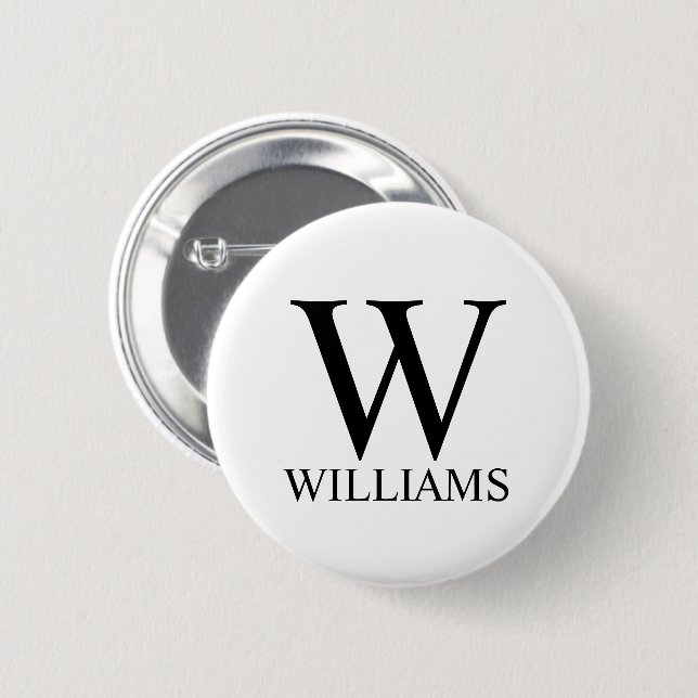Classic Personalized Monogram and Name 6 Cm Round Badge (Front & Back)