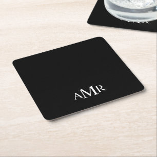Classic Personalized Monogram Square Paper Coaster
