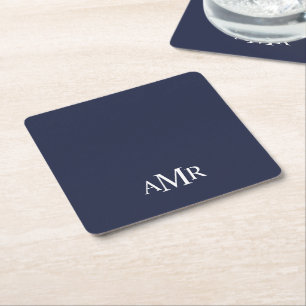 Classic Personalized Monogram Square Paper Coaster