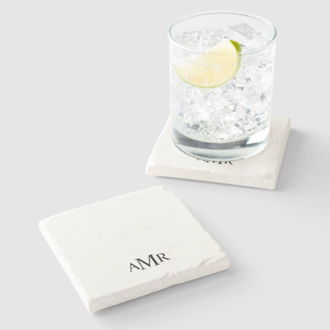 Classic Personalized Monogram Stone Coaster (Side)