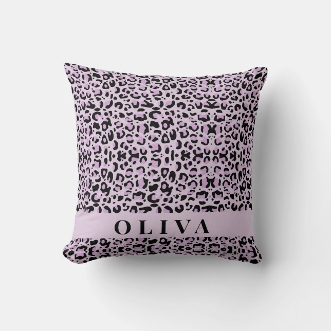 Classic Personalized Pink Leopard Print Cushion (Front)