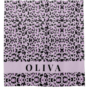 Classic Personalized Pink Leopard Print Shower Curtain