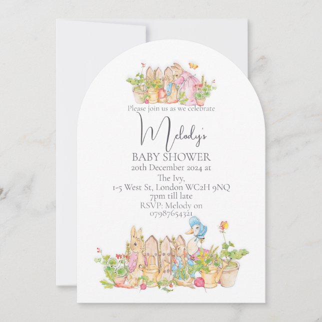 Classic Peter Rabbit 5x7  Baby Shower Invitations. Invitation (Front)