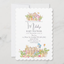 Classic Peter Rabbit 5x7 Baby Shower Invitations.