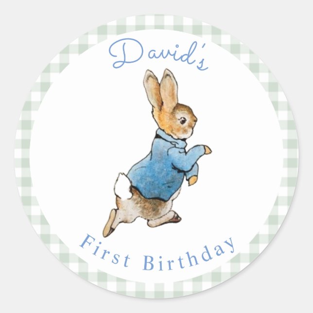 Classic Peter Rabbit Beatrix Potter Birthday   Classic Round Sticker (Front)