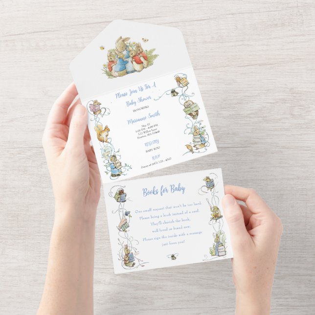 Classic Peter the Rabbit Baby Shower All In One Invitation (Tearaway)