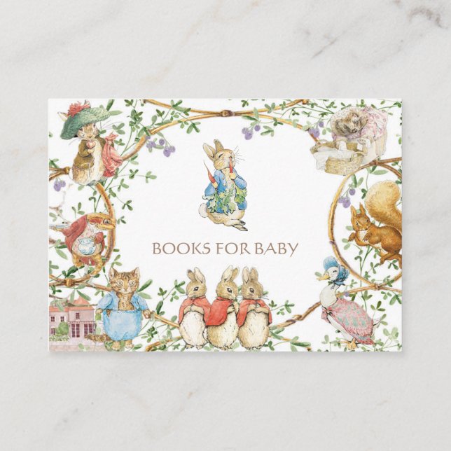 Classic Peter the Rabbit Baby Shower Book Request Enclosure Card (Back)