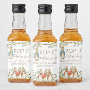 Classic Peter the Rabbit Baby Shower Book Request Liquor Bottle Label