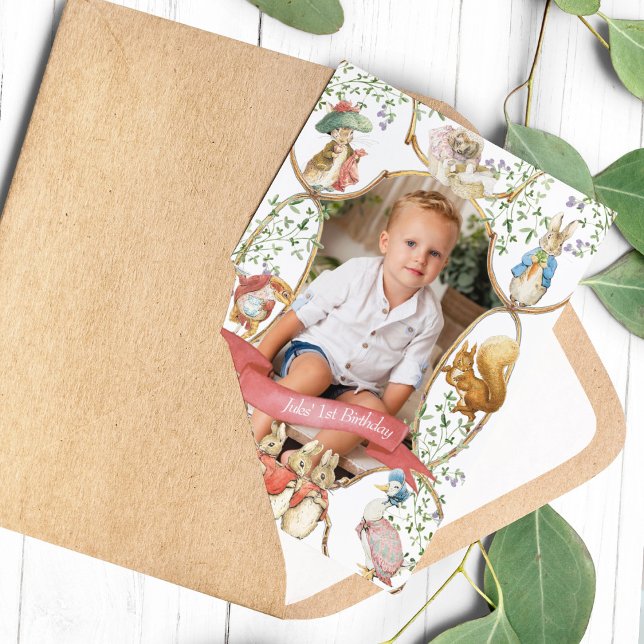 Classic Peter the Rabbit Beatrix Birthday Photo Invitation (Creator Uploaded)