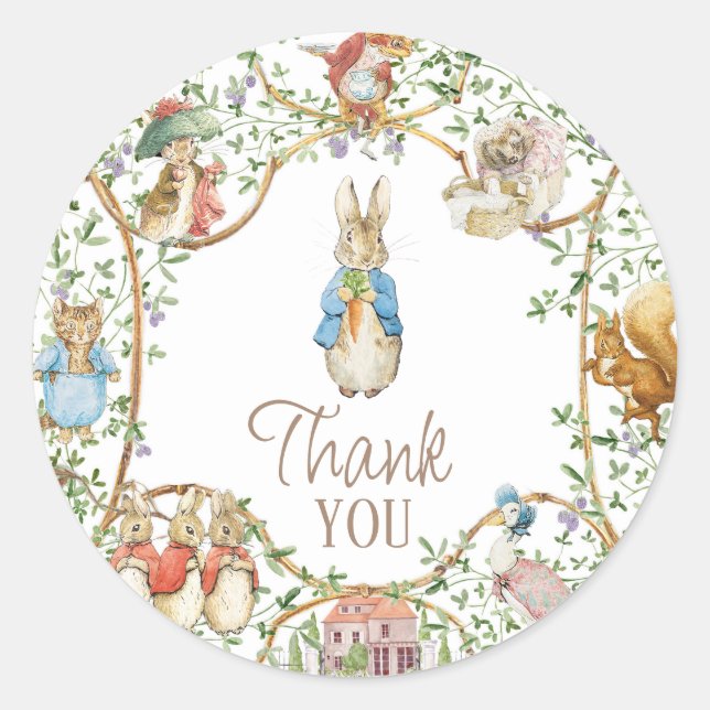 Classic Peter the Rabbit Birthday Classic Round Sticker (Front)