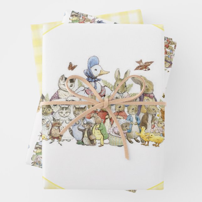 Classic Peter the Rabbit Birthday Party  Wrapping Paper Sheet (In situ)