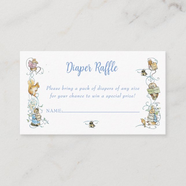Classic Peter the Rabbit Diaper Raffle Enclosure Card (Front)