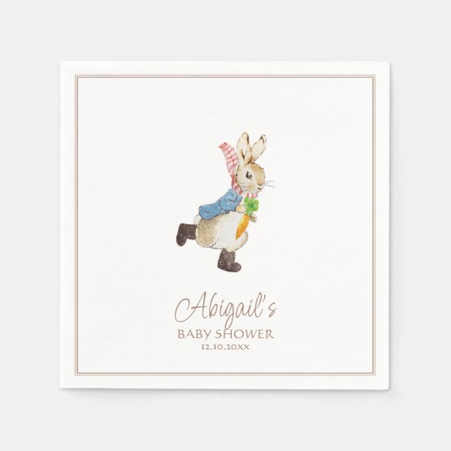 Classic Peter the Rabbit Winter Baby Shower Napkin (Front)