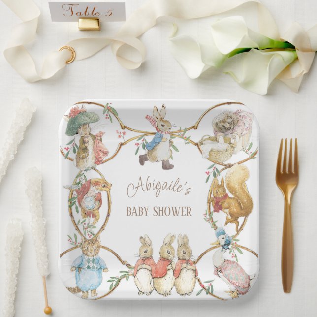 Classic Peter the Rabbit Winter Baby Shower Paper Plate (Wedding)