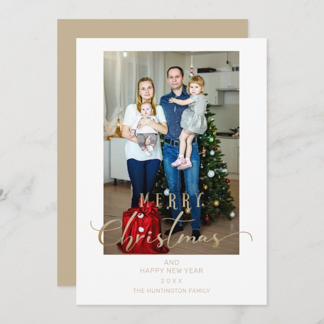 Classic Photo Christmas Whimsical Script Quote (Front/Back)