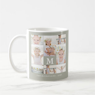 Classic Photo Collage with Monogram and Name Coffee Mug
