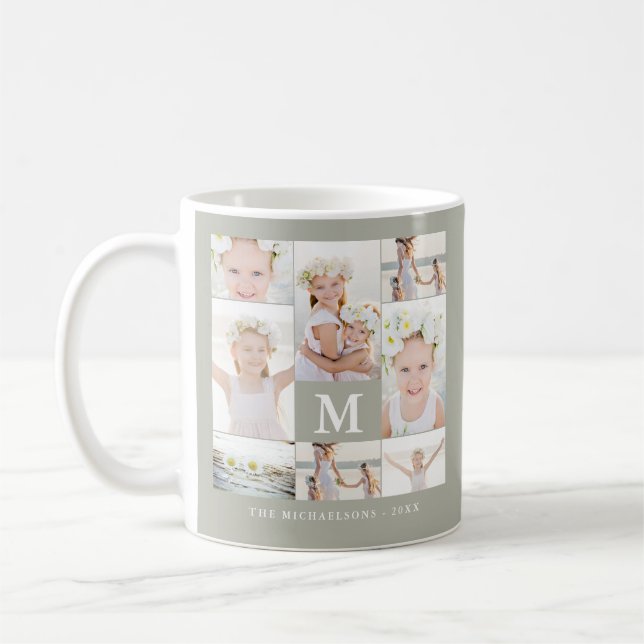Classic Photo Collage with Monogram and Name Coffee Mug (Left)