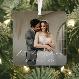 Classic Photo Elegant First Christmas Metal Tree Decoration