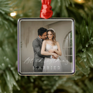 Classic Photo Elegant First Christmas Metal Tree Decoration
