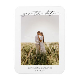 Classic Photo Elegant Wedding Save the Date Magnet