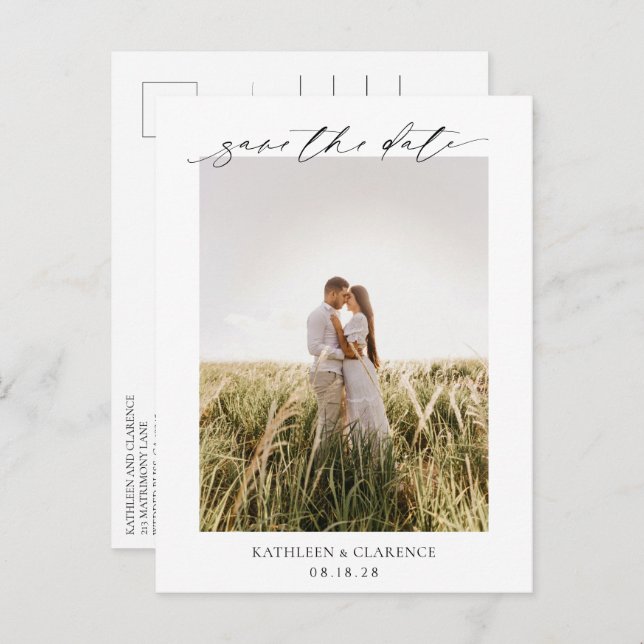 Classic Photo Elegant Wedding Save the Date Postcard (Front/Back)