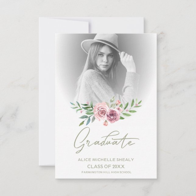 Classic Photo Graduate Floral Pink Garland (Front)
