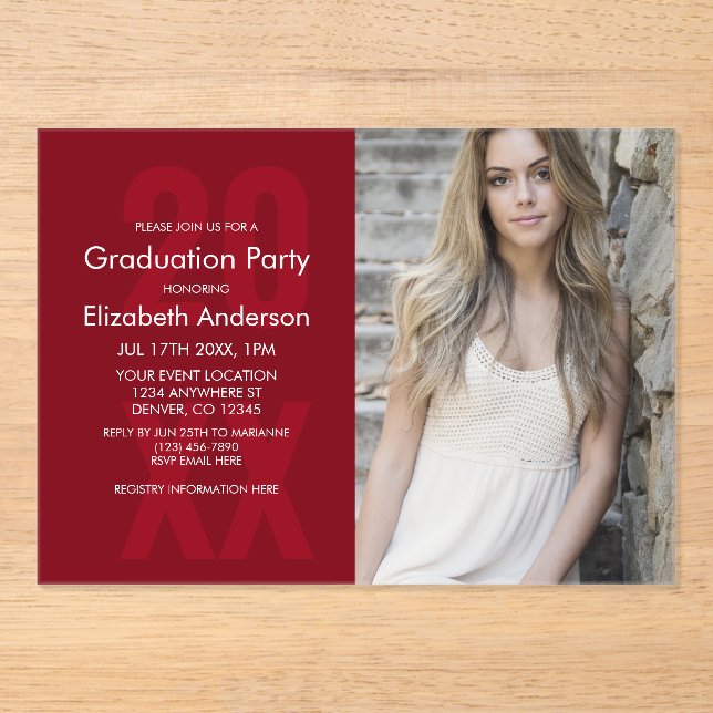 Classic Photo Graduation Acrylic Invitations (Front)