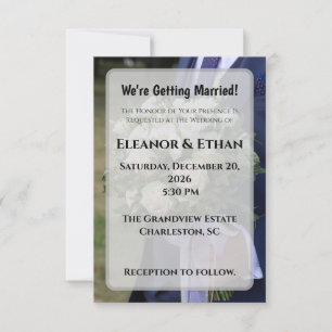 Classic Photo Groom Holding Bouquet Wedding Invita Invitation