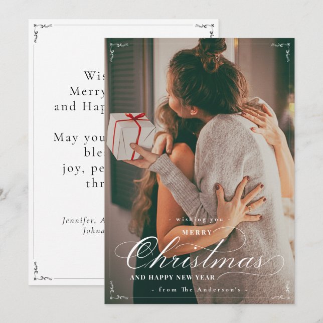 Classic Photo Merry Christmas Happy New Year Card (Front/Back)