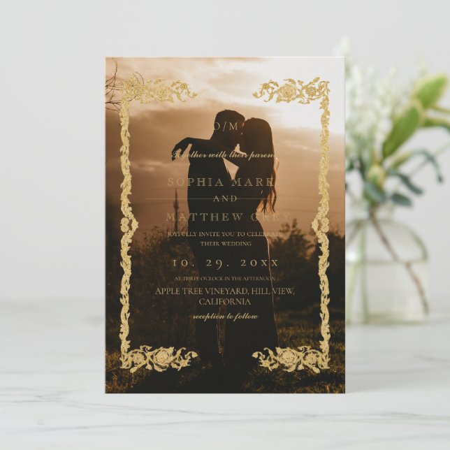 Classic Photo Overlay Wedding Invitation (Standing Front)