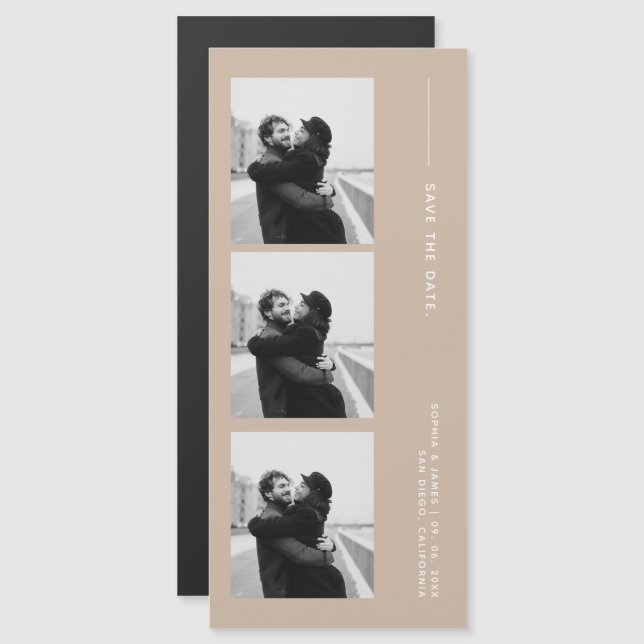 Classic Photo Strip Wedding  Magnetic Save The Dat (Front/Back)