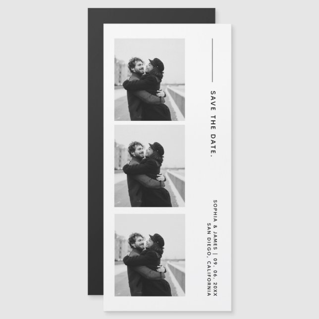 Classic Photo Strip Wedding Magnetic Save The Date (Front/Back)