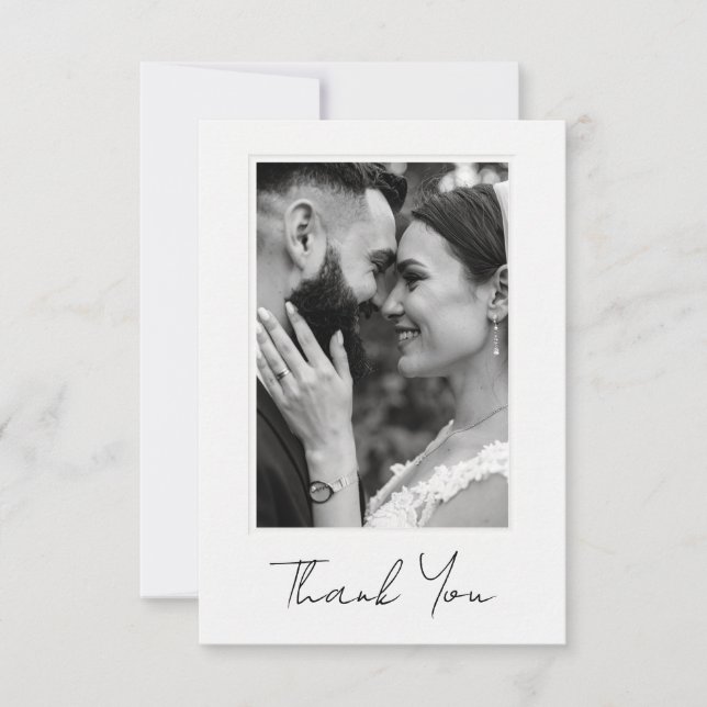 Classic Photo Wedding Flat Thank You Card (Front)