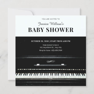 classic piano baby shower invitation