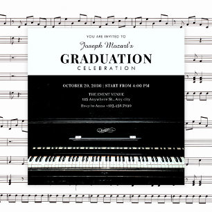 classic piano graduation invitation