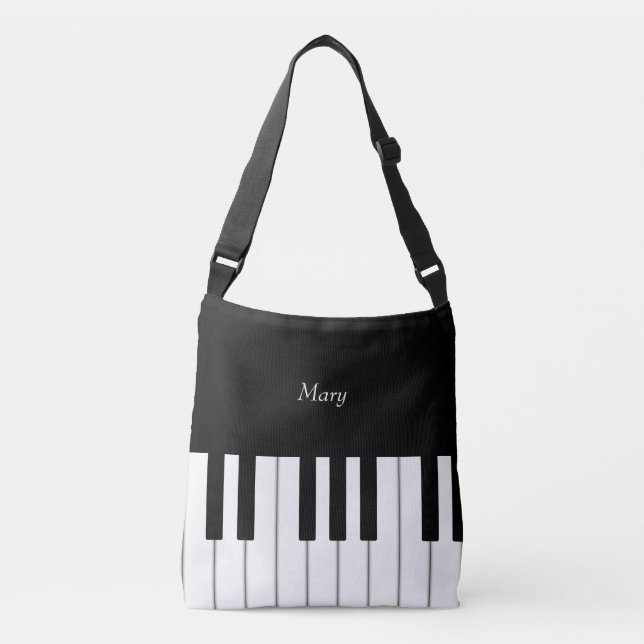 Classic Piano Keyboard Personalised Music Crossbody Bag (Front)